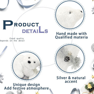 Decoraciones Navideñas de Oso Polar de Piel Sintética Blanca con Guirnalda, Decoraciones de Animales para Bebés y Mamás, Decoraciones Navideñas de Invierno - Product Image 4
