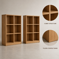 Meuble de rangement en bois moderne en forme de cube avec panneau arrière et étagère ouverte - Meuble de salon gain de place