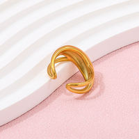 Bague Gaovo en acier inoxydable plaqué or 18 carats, étanche, double croix bombée, bande épaisse et lisse, bijoux de mode pour femmes