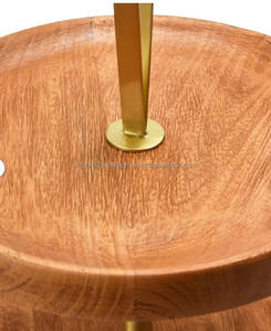 Best Quality Wooden 2 Tier Cake <b>Sweet</b> Serving Stand With Top Metal Lid And Metallic Bell Designed Base For <b>Christmas</b> Celebration - Product Image 2
