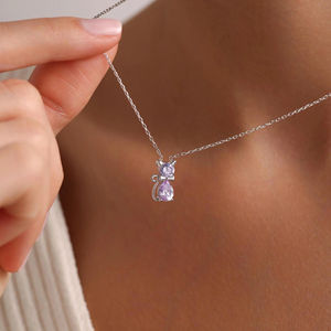 SongYi, joyería hecha a mano <span class=keywords><strong>de</strong></span> acero inoxidable para mujer, colgante clásico para <span class=keywords><strong>amantes</strong></span> <span class=keywords><strong>de</strong></span> los gatos, collar <span class=keywords><strong>de</strong></span> piedra natal <span class=keywords><strong>de</strong></span> zafiro, forma <span class=keywords><strong>de</strong></span> mariposa con - Product Image 4