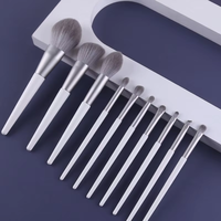 YDINI professionnel luxe 10 pièces ensemble de pinceaux de maquillage végétalien virole en aluminium manche en bois fond de teint en poudre pinceaux fard à paupières