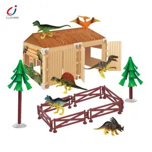 Chengji Neuankömmling Kinder pädagogische Diy Kunststoff Haus Gummi Tier realistische Dinosaurier Spielset Spielzeug