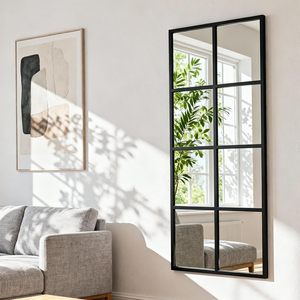 <span class=keywords><strong>Espejo</strong></span> de Pared con Marco de <span class=keywords><strong>Ventana</strong></span> Estilo Rústico, <span class=keywords><strong>Espejo</strong></span> Decorativo de Cuerpo Entero para Colgar o Apoyar en Sala de Estar, Dormitorio y Entrada - Product Image 1