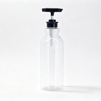 Bouteille à pompe transparente en PET de grande capacité 800 ml, anti-fuite, pompe carrée noire pour shampoing, savon pour les mains, OEM personnalisé