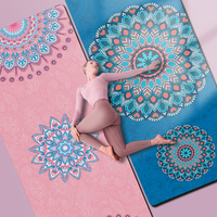 Tapis de yoga en tissu suédé avec motif de logo personnalisé, caoutchouc naturel, 1,5 mm, impression colorée, antidérapant, accessoires de Pilates