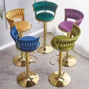 Sillas de Barra Altas Modernas y Ajustables <span class=keywords><strong>para</strong></span> Cocina o Desayunador, Taburetes de Barra de Lujo <span class=keywords><strong>para</strong></span> el Hogar, Tapizados en Terciopelo - Product Image 6