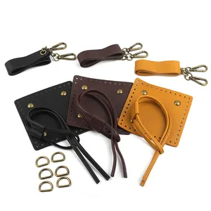 Tas tangan kulit tali bahu, tas tangan kulit kualitas tinggi, tas ransel buatan tangan DIY, dengan tas dasar tali serut, aksesoris tas