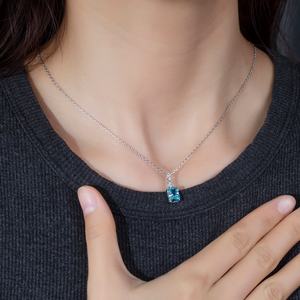 Bijoux Messi MSN-775 Or blanc 18 carats Aquamarine de laboratoire Saphir de laboratoire Bijoux fins Pendentifs - Product Image 6