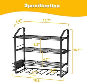 Aggiornamento per stoccaggio a parete in metallo resistente per Garage e stoccaggio in acciaio supporto per trapano a piastre e <span class=keywords><strong>Organizer</strong></span> porta attrezzi facile da montare - Product Image 2
