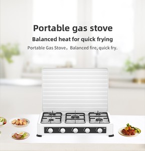 Estufa de <span class=keywords><strong>Gas</strong></span> Comercial para Cocina, 5 Quemadores, Placa de Hierro Fundido, Encendido Manual, Funciona con <span class=keywords><strong>Gas</strong></span> LPG, Portátil, para Uso en Hoteles y Hogares, Uso en Exteriores - Product Image 3