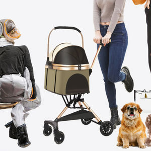 Kereta bayi dapat dilipat, kereta dorong hewan peliharaan sangat ringan untuk anjing dan kucing kecil/sedang dengan roda 4 penggulung halus dan jaring antilembap - Product Image 2