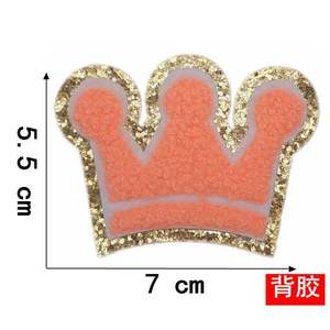 Vente en gros transfert de chaleur petite serviette patchs chenille fille <span class=keywords><strong>princesse</strong></span> couronne fer sur patch pour chapeaux vêtements enfant - Product Image 4