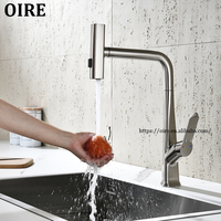 Robinet de cuisine Oire de luxe en laiton massif à poser sur le plan, avec cartouche céramique, cascade multifonctionnelle et douchette extractible 3 fonctions