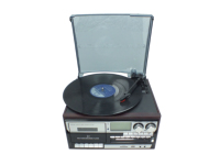 Lecteur de disques vinyles portable classique multifonction en bois, lecteur USB/SD/CD, radio, cassette, auxiliaire, lecture de disques vinyles haute qualité