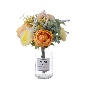 Bouquet de fleurs artificielles Maiko, jaune orange, tissu tissé en plastique, décoration de mariage à domicile, CF01370 - Product Image 5