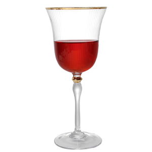 <span class=keywords><strong>Verre</strong></span> à <span class=keywords><strong>vin</strong></span> à tige transparente, 1 pièce, vintage, bord <span class=keywords><strong>doré</strong></span> - Product Image 3