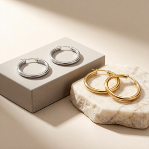 Trendy Classic Medium Tube <b>Hoop</b> <b>Earrings</b> High Quality Stainless‑Steel Smooth Polished Plain Circle Click Top <b>Hinge</b> <b>Earring</b> - Product Image 6