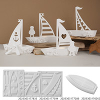 Moule en silicone en forme de bol de stockage en forme de bateau en ciment de gypse adapté au porte-bougie à pagaie de voilier moule de lampe creuse décoration de la maison