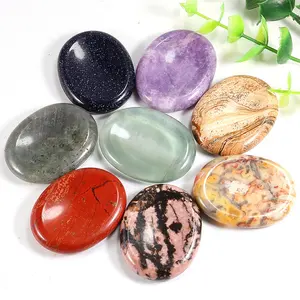 wholesale Custom natural healing crystal worry stone therapy teiki massage oval worry stones thumb