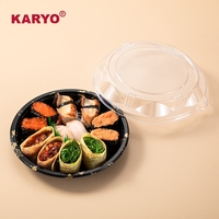 KARYO 201 Blister de luxe PET jetable nourriture japonaise repas boîte à lunch conteneur en plastique à emporter plateau à sushi avec couvercle anti-buée