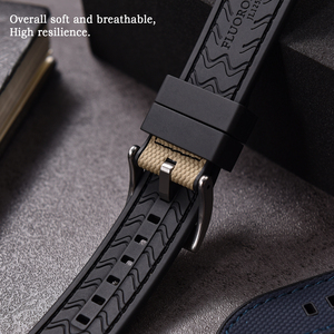 JUELONG FKMラバーハイブリッド防水セイルクロス腕時計ストラップ、クイックリリースフッ素ゴムストラップハイブリッドキャンバス腕時計バンド - Product Image 6