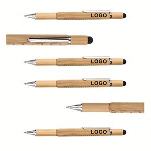 Promotional <b>Gift</b> Ecofriendly 6 in 1 Bamboo Tool Pen with Custom Logo Custom Bamboo Ballpoint Pen - Product Image 1