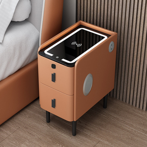 Comodino Intelligente con Ricarica Wireless, Serratura a Impronta Digitale, Legno Massello, Design Moderno di Lusso con Bordi Sottili - Product Image 6