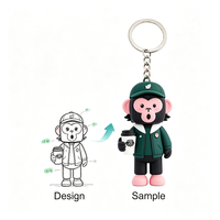 Nouveaux cadeaux promotionnels personnalisés, porte-clés en caoutchouc souple 2D à l'effigie d'animaux de dessin animé, porte-clés en PVC 3D durable avec logo, technique de formage libre 2-4 mm