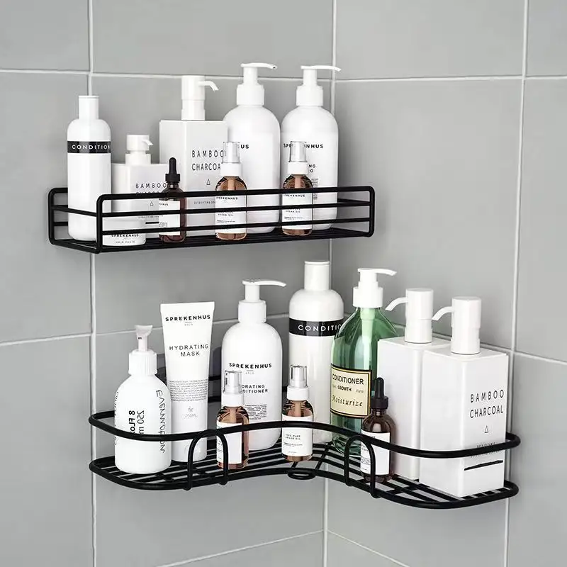 Mensola da bagno adesiva in acciaio inossidabile senza foratura cestello Organizer per porta Shampoo a parete antiruggine per angolo di 90 gradi