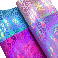 Cuir PU léopard laser gaufré effet miroir, épaisseur 0,7 mm, résistant à l'abrasion, avec fond en laine, couleur magique, vente en gros usine