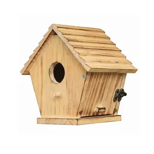 Custom Hiagh Quality Natural Soild Wood Birdhouses Wooden Birdhouse Finch Cardinals Hanging Birdhouse Nesting Box For Wild Bird