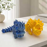 Figurine de lion chinois articulée imprimée en 3D en gros, statue de lion porte-bonheur oriental, décoration cadeau en vrac