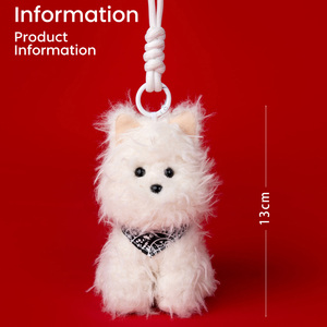 Porte-clés en peluche West Highland 13 cm, animal en peluche doux en polyester, breloque <span class=keywords><strong>pour</strong></span> sac à dos ou sac à main, cadeau d'anniversaire - Product Image 2