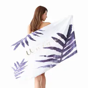 定制印花/批发超细纤维沙滩巾印花快干游泳浴巾个性化矩形沙滩巾