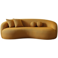 Canapé d'angle moderne de luxe en forme de croissant courbé en velours boucle blanche semi-circulaire en forme de lune pour le salon