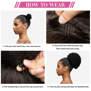 En gros Postiche queue de cheval à cordon de serrage avec clip, <span class=keywords><strong>Chignon</strong></span> synthétique bouclé <span class=keywords><strong>afro</strong></span> kinky pour femmes noires - Product Image 4