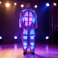 Combinaison LED lumineuse à pixels, costume de scène futuriste, tenue de danse scintillante pour DJ, club, festival, concert, soirée, spectacle nocturne