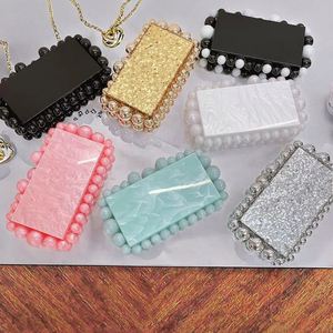 Bolso de mano femenino de diseño Ins en color sólido con cristales y perlas, personalizable y hecho a mano. - Product Image 3