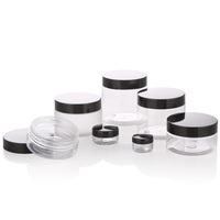 50 ml 100 ml 120 ml 150 ml 200 ml 250 ml 500 ml PET pots de crème cosmétique transparents conteneur de gommage corporel en plastique avec couvercles noirs