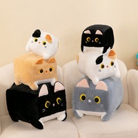 Boneka Hewan Lucu Desain Baru Grosir, Bantal & Guling Kucing Persegi Kawaii, Gantungan Kunci Boneka 10cm untuk Anak-Anak