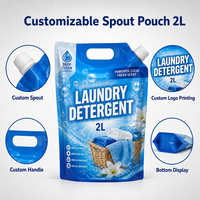 Sachets de recharge souples personnalisés avec poignée, en PE blanc, de 1L, 2L, 5L, pour adoucissant, lessive, savon liquide, avec bec verseur