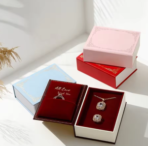 Vintage Book Shape Jewelry <b>Box</b> with Custom Logo Hot Stamping Flip Magnetic Closure Ring <b>Earrings</b> Necklaces Jewelry Storage <b>Box</b> - Product Image 6