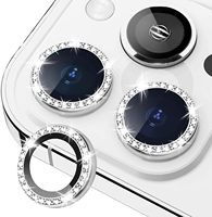 Protection d'objectif d'appareil photo en verre trempé 9H en métal brillant compatible avec les coques pour iPhone 13 14 15 16 Pro Max