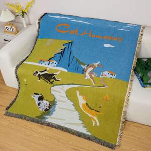 Couverture Jacquard Animée Prête à l'emploi Style Pastoral, Tapisserie Murale Confortable en Coton pour Décoration et Cadeaux de <span class=keywords><strong>Camping</strong></span> - Product Image 6