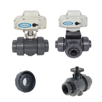 Vanne à boisseau sphérique motorisée en PVC à 2 voies pour le traitement des eaux usées, vanne à boisseau sphérique en UPVC pour le contrôle des électrolytes, RS485, AC220V