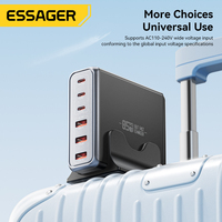 ESSAGER ES-CD59 PD3.0 6 en 1 Chargeur rapide USB C multi-ports 85W Gan pour téléphone portable de bureau, station de charge USB multiple