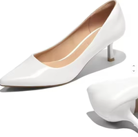 Chaussures à talons bas pointus en cuir PU de 2 pouces pour femmes, avec logo personnalisé, style usine
