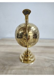 Globo Terráqueo de Latón Puro con Diseño en Relieve, Base de Madera, Mapa del Mundo Antiguo, Globo Armilar Terrestre para Estudio de Geografía - Product Image 6