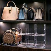 Organizador de Bolsos Moderno Desmontable de Acrílico Transparente de Tres Niveles, Estante de Almacenamiento Móvil para Armario, No Plegable